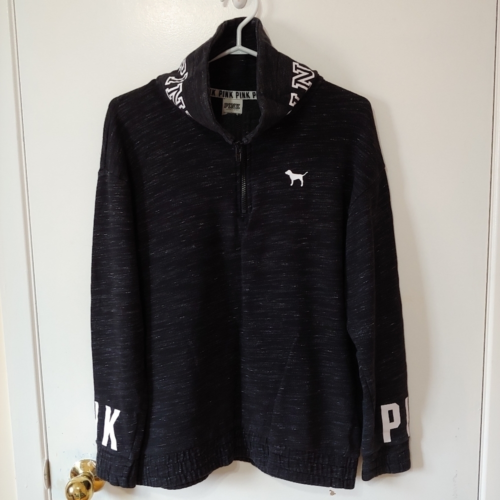 Victoria SECRET PINK 1/4 zip sweater gray black size XS
